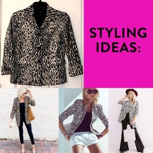 Talbots Cheetah print cotton and spandex blazer